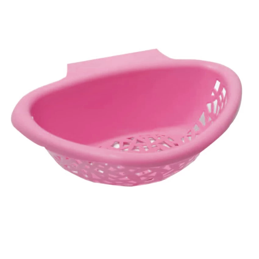 مصفاة عميقة بلاستيكية مع يد للحمل - مصنوعة من بلاستيك - الأطباق -بينك